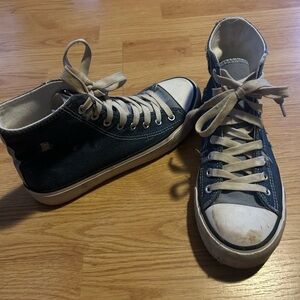 Kids High-Top Canvas Sneakers in Denim Blue